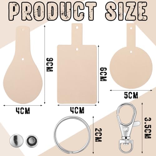 Landical 20 Pcs Leather Keychain Blank Kit with Swivel Hooks,Mixed