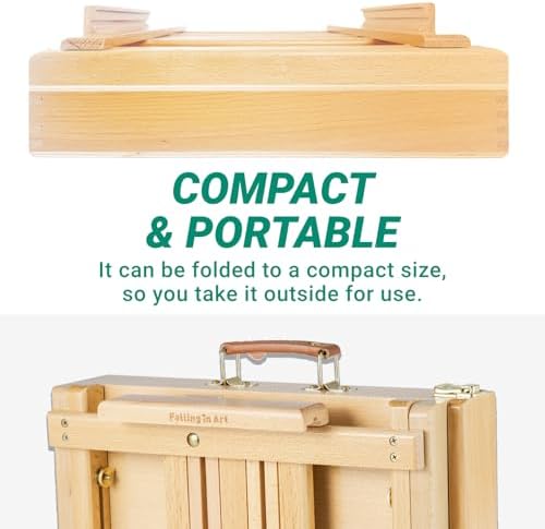 Falling in Art Adjustable Sketchbox Tabletop Easel with Storage Drawer | Portable Beechwood Desktop Easel for Painting, Suitable for Beginners and Artists, Holds up to 31"