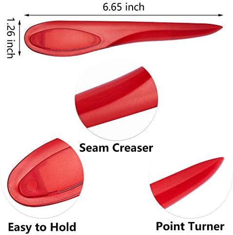 Outus 3 Pcs Point Turner Seam Creaser Tool for Sewing Quilting Pressing Seams and Marking Fabric Plastic Point Turner with Seam Creasing Edge for Dressmaking Tailoring Crafting(White, Black and Red)