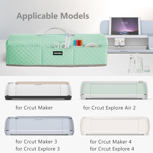 AMOIGEE Padded Dust Cover for Criicut Maker 4, Maker 3, Maker, Explore 4, Explore 3, Explore Air 2, Protective Machine Cover with Handle, Storage Pockets for Craft Accessories and Suppliers