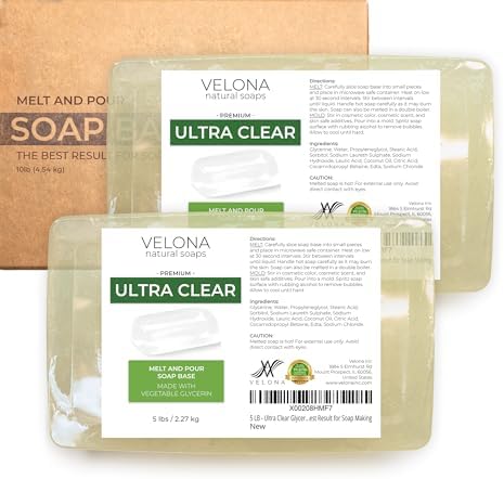 velona 10 lb - Ultra Clear Glycerin Soap Base, Melt & Pour, Transparent