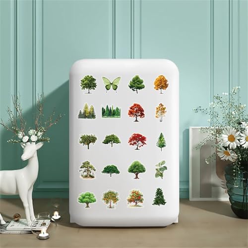50PCS Tree Forest Stickers PET Transparent Stickers Colorful Nature Decals Waterproof Decorative Decals for Scrapbook DIY Crafts Album Bullet Journal Planner Water Bottles Phone Cases Laptops (Trees)