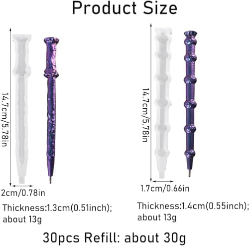 10pcs Pen Resin Mold + 30pcs Ink Pen Refills, Ballpoint Pen Silicone Molds Irregular Epoxy Casting Ballpoint Mould for DIY Pen Craft Making
