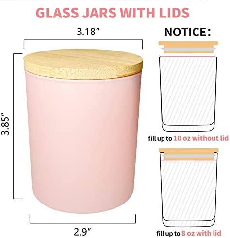SUPMIND 10oz Pink Glass Candle Jars with Lids,12pcs for Candle Making