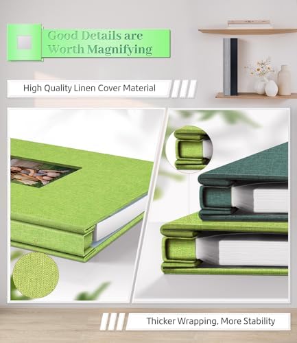 Artfeel Photo Album Self Adhesive Scrapbook Album for 3x5 4x6 5x7 8x10 Pictures,120 Pages Linen Cover with Display Window DIY Photo Book,Ideal Gifts for Family Travel Wedding Baby