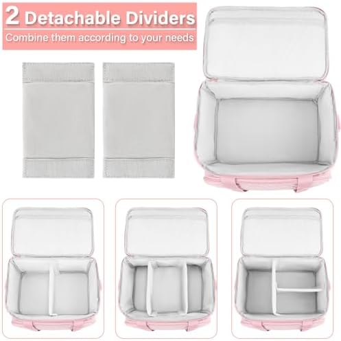 Double-Layer Sewing Organizer Bag with Detachable Pockets, Pink