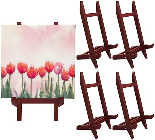 9 Inch Tabletop Easel Stand | Small Canvas Painting Display Easel Stand - Walnut | Canvas Paintings, Arts & Crafts, Frames, Wedding | Kids, Artists, Adults (4-Pack)