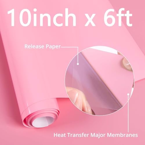 HTVRONT Puff Vinyl Heat Transfer, Light Pink, 10" x 6ft