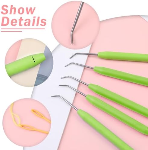 Wonvoc 8 Pcs Green Knitting Loom Hooks, Loom Knit Hook Set