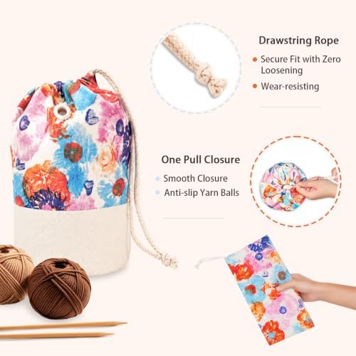 YAWIKO Yarn Bag, Crochet Bag Organizer, Knitting Bag, Knitting Project Bag