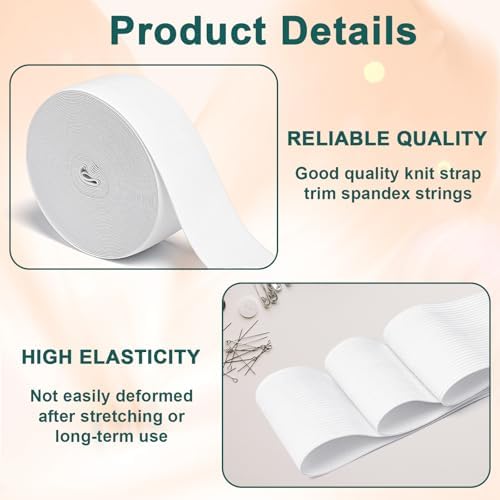 Airisoer Elastic Bands for Sewing 2 Inch x 32 Yards, White