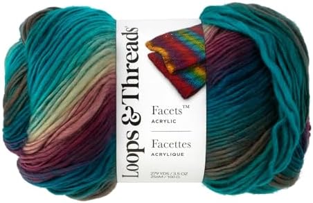 Loops & Threads Facets Yarn - Yarn for Knitting, Crochet, Weaving, and Arts & Crafts - Dark Ocean, Acrylic, 3.5 oz