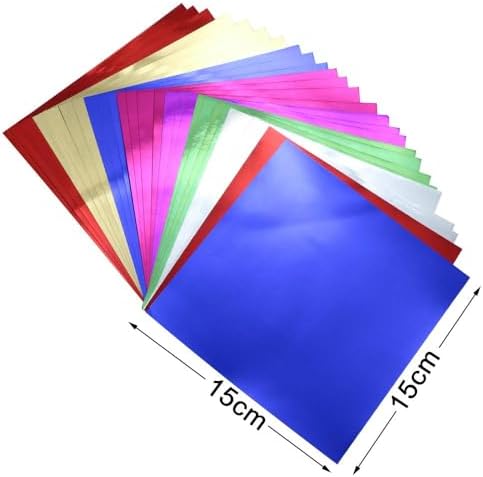 140 Sheets 6"x 6" 7-Color Foil Cardstock Folding Paper - Metallic Mirror Finish, Ideal for DIY Cards, Invitations, Scrapbooking & Arts Crafts