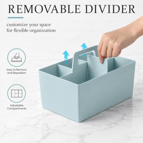 Multipurpose Caddy Organizer with Handle Plastic Desk Storage, Blue