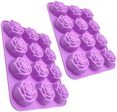 Rose Flower Soap Molds Set of 2, 12-Cavity Rose Silicone Molds