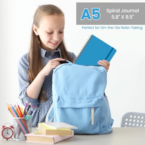Lined Spiral Journal Notebook, A5 College Ruled Notebook for Note-Taking