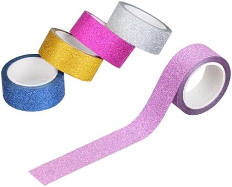 10 Rolls Glitter Washi Tape Set, 15mm x 3m Sparkle Decorative Masking Tape, Premium Adhesive Craft Tape for DIY Scrapbooking, Gift Wrapping, Planners and Art Projects