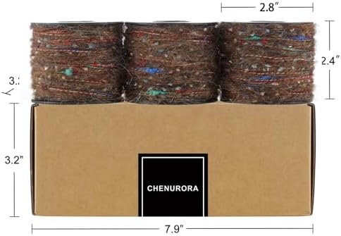 Artisanal Yarn Collection Multifiber Fancy Yarn for Knitting Crocheting Crafts DIY, Set of 3 Rolls(096 Warm Brown Weave of Color)