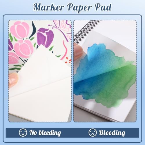 5.8×8.3 Marker Pad, 50 Sheets, Smooth Acid-Free Paper for Markers | Bleed-Resistant Coated Paper, Lay-Flat Binding, for Alcohol Markers, Fineliners, Pencils, Calligraphy