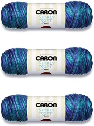 Caron Simply Soft Paints Yarn for Crocheting, Oceana, 3-Pack