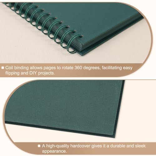 Scrapbook Album 8x8 Inches 40 Pages Hardcover Kraft Paper Green