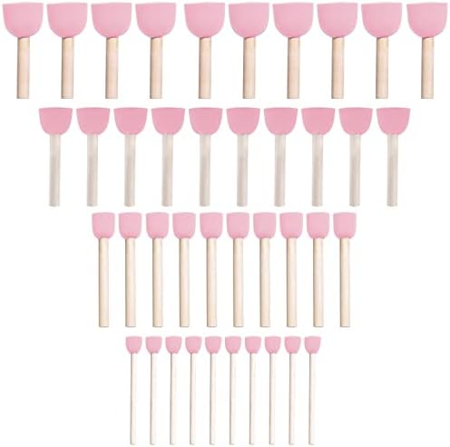 WAFJAMF 40 Pcs Round Sponges Brush Set 4 Sizes DIY Painting Tools Pink