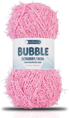 Makromecity Bubble Scrubby Yarn - 100% Premium Polyester Yarn for Crocheting and Knitting - 3.5 Oz (100g), 98 Yds (90m) - Ideal for Dishcloths, Crafting & Bath Washcloths (Sugar Pink, 1 Skein)
