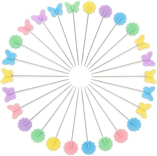 Elisel 200 pcs Multicolor Straight Pins Straight Quilting Pins Craft Positioning Pins Fixed Sewing Marker Needle for Crafting Dressmaker and Other Crafts Making (Butterflies and Flowers)