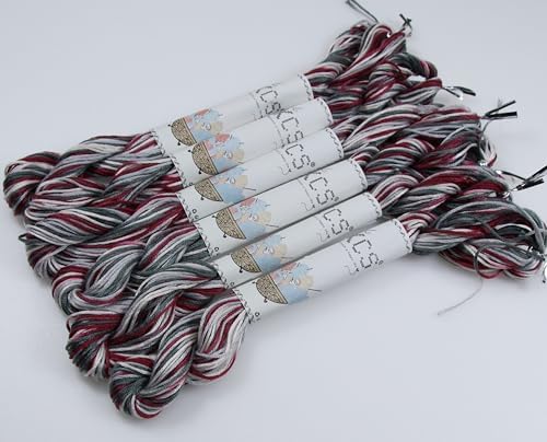 KCS Big skeins of 25 Meters Size 25 Color Variegated Cross Stitch Stranded Threads,6 skeins,4513