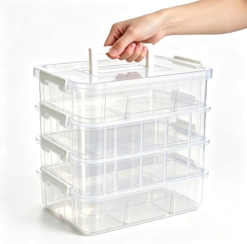 Heavy Duty Craft Storage Box with Handle with 20 compartments and 2 Trays