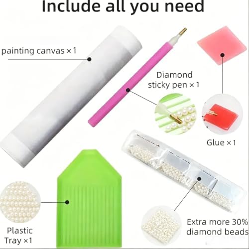 Pearl Christmas Wishes Town Diamond Painting Kits for Adults,5D Diamond Art