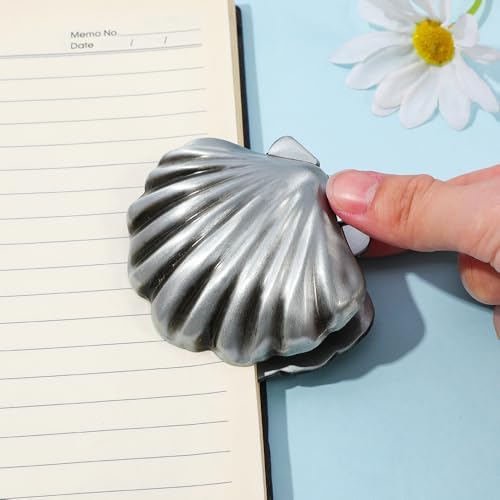 Silver Shell Metal Binder Clip, Vintage Book Clip for Journal Organization
