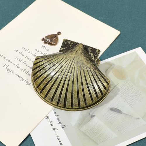 Shell Metal Binder Clip, Gold Vintage Book Clip for Journal Organization