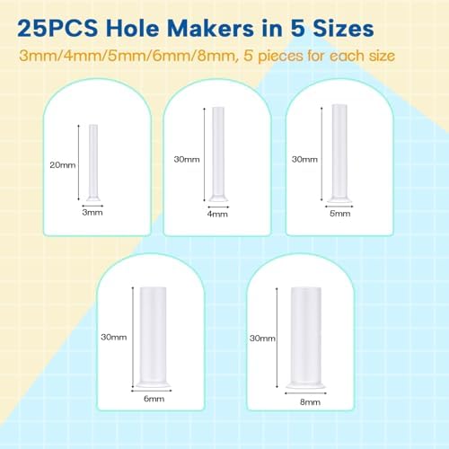 25 Pack Resin Hole Maker with 5 Sizes 3/4/5/6/8mm, No Drill Hole Mold