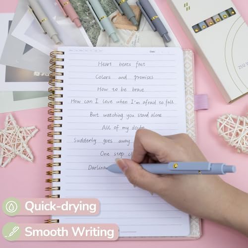 UIXJODO Gel Pens, 6 pcs 0.5mm Black Ink Pens Gold Morandi Barrel Fine Point Smooth Writing Pens Quick Dry Pen for School Office Supplies, Gifts for Girls Women