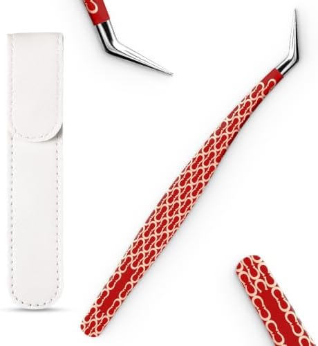 Craft Tweezers, Precision Tweezers with Leather Pouch for Stickers