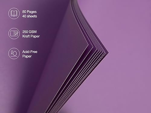 potricher 8 x 8 Inch DIY Scrapbook Album 80 Pages with Kraft Paper, Purple | Thick Kraft Paper Scrap Book Photo Albums, Memory Book for Wedding, Anniversary, Baby, Family, Travel, DIY Projects