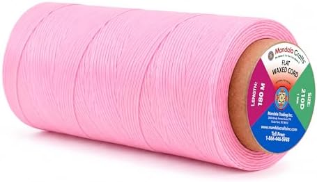 Mandala Crafts 210D 1mm Light Pink Flat Waxed Thread for Leather Sewing