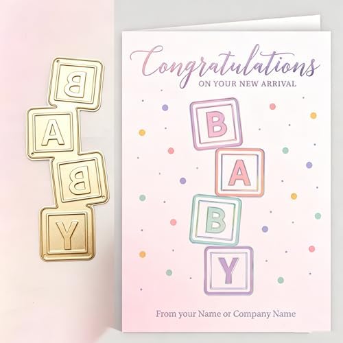 Lapoo Words Cutting Die for Scrapbooking - Durable, Cut Stencils for DIY Scrapbook Photo Album Decorative Paper Card, Card Making Supplies Party Wedding Decorations (Baby Text 3.5 x 1.4 in)