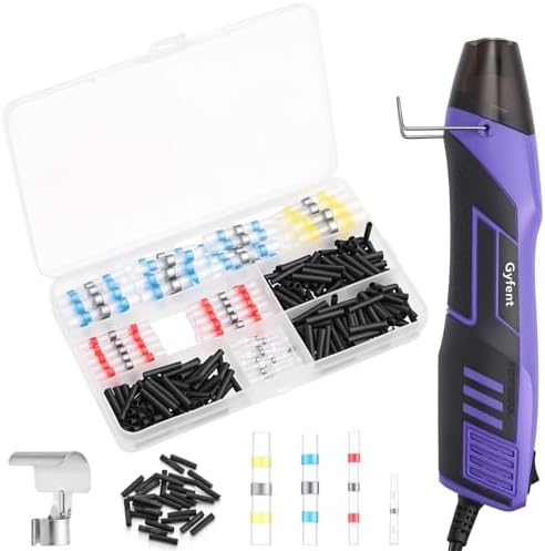 Mini Heat Gun with 100PCS Solder Seal Connectors & 200PCS Shrink Tubing