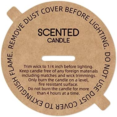CandMak Candle Dust Covers, 160pcs Printed Kraft Card Candle Dust Lid with Pull Tab for Candle Making (2.625")