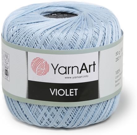 YarnArt Violet – 100% Mercerized Cotton Crochet & Knitting Yarn – Soft & Durable Lace Thread for Embroidery, Doilies & DIY Crafts – 1 Skein (50g, 282m) (4917)