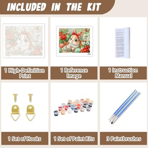 XTCIXAL Paint by Numbers Kit for Adults, Rabbit - 16X20 Inch