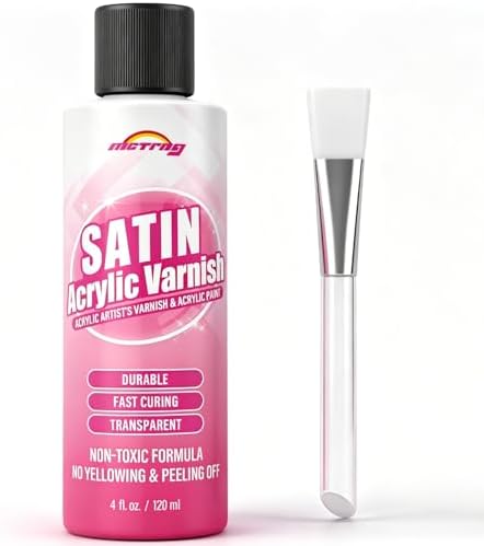 Clear Acrylic Paint Sealer, Satin Varnish for Acrylic Painting & Art Crafts | Non-Yellow Clear Coat for Art Clay, Wood, Glass, Metal, Plastic, Protect & Boost Satin Finish on Canvas, Rock Painting, Model