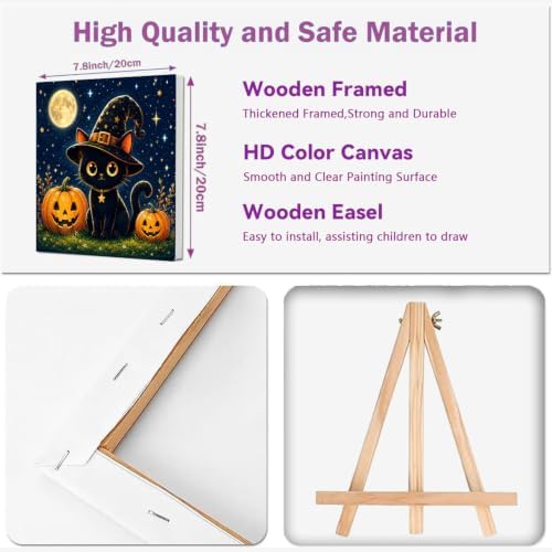 2 Pack Halloween Paint by Numbers Kit for Kids with Frame, Gift, 8x8 In