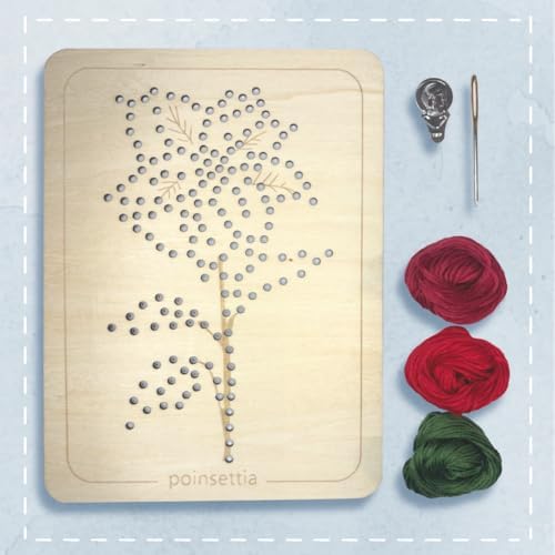 Wooden Flower Lacing Embroidery Kits for Beginners, Set of 5 Learn-to-Stitch Craft Boards, Sewing & Embroidery Art Kits for Kids Ages 8+, DIY Craft Projects, Educational Gifts, Party Favors (Winter)