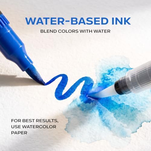 72 Watercolor Markers Set | Water Color Pens with Brush & Fineliner, Water-Based Art Markers | Dual Tip Markers for Adult Coloring, Lettering, Calligraphy, Sketching, Journaling & Illustration