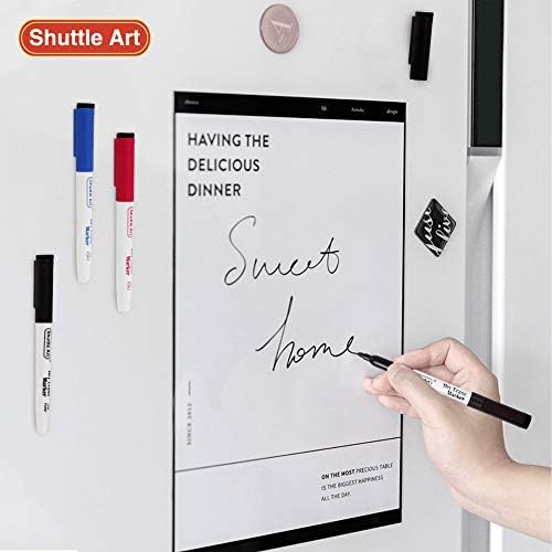 Shuttle Art Dry Erase Markers, 15 Pack 3 Colors Magnetic Whiteboard Markers with Erase, Fine Point Dry Erase Markers for Writing on Whiteboard Glass Mirror for School Home Office(11 Black 2Blue 2Red)