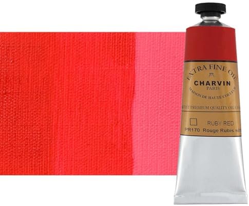 Charvin Extra Fine Oil Paint, Ruby Red 60 mL - Triple-Milled, Rich Texture, Poppy Oil-Based, Light-Fast, Handmade, Archival Quality