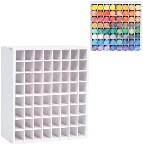 Krafetto 64-Grid Paint Organizer for 2 Oz Bottles, Wall Mount